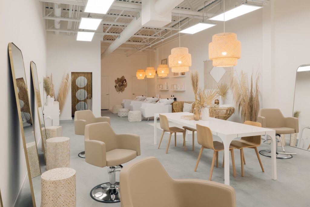 neutral and modern salon